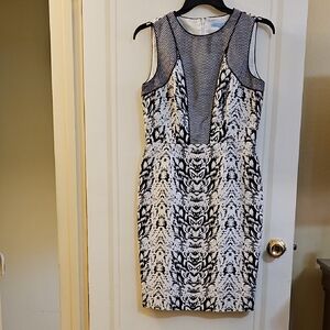 ANTONIO MELANI Black and White Sheath Mini Dress Sleeveless